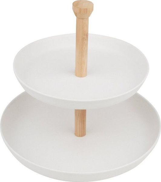 VBS Etagere Deko-Etagere, Bambus, mit Holzgriff 2-stöckig