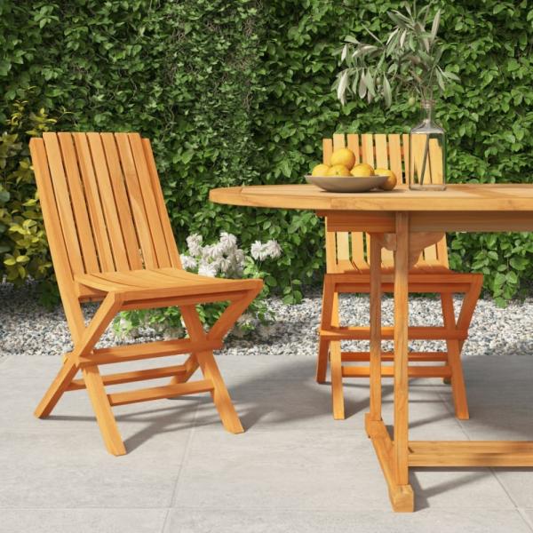 vidaXL Gartenstühle 2 Stk. Klappbar 47x47x89 cm Massivholz Teak 362757