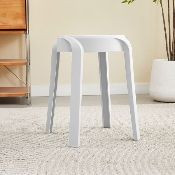 HOME DELUXE Hocker stapelbar NIVO – Weiß, 2er Set