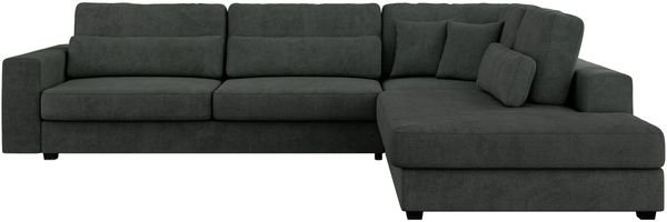 Freistehendes Ecksofa mit lose Kissen, L-form - SAVONA - rechts - Dunkelgrau Stoff Bild 5
