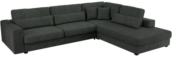 Freistehendes Ecksofa mit lose Kissen, L-form - SAVONA - rechts - Dunkelgrau Stoff Bild 6