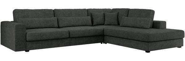 Freistehendes Ecksofa mit lose Kissen, L-form - SAVONA - rechts - Dunkelgrau Stoff Bild 4