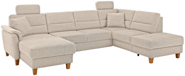 Home affaire Wohnlandschaft Palmera U-Form, B: 308 cm, optional Bettfunktion & Bettkasten, Federkern