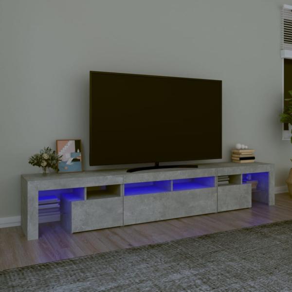 vidaXL TV-Schrank mit LED-Leuchten Betongrau 230x36,5x40 cm 3152789