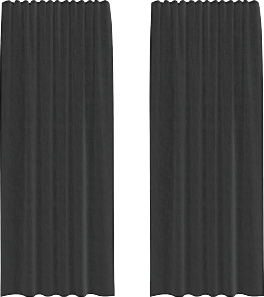 vidaXL Voile Vorhänge mit Stangentaschen 2 Stk. Schwarz 4102168