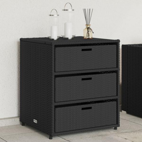 vidaXL Gartenschrank Schwarz 55x59x69 cm Poly Rattan 365555