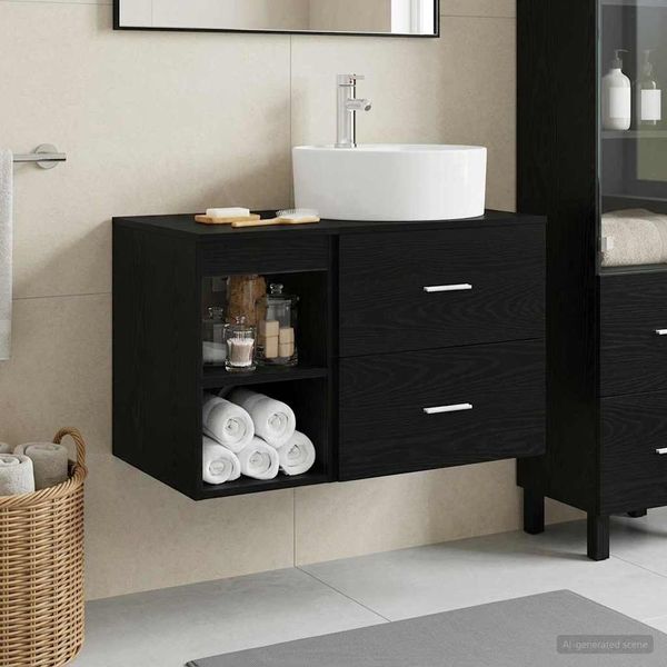 vidaXL Badezimmermöbel-Set 2 pcs Schwarze Eiche Holzwerkstoff 3403905