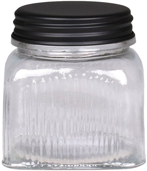 Macosa Home Vorratsglas Metalldeckel schwarz Aufbewahrungsbehälter Glasdose Dekoglas Muster, Glas / Metall, (Küchendose, Küchenglas), Aufbewahrungsglas Vorratsglas rund oder eckig