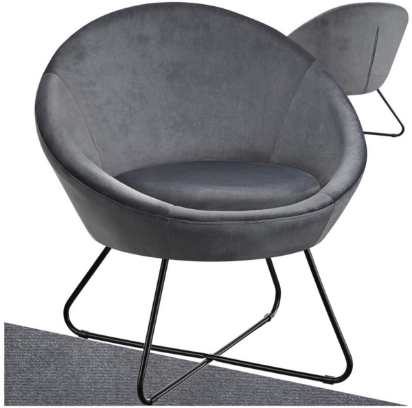 tectake Relaxsessel Cocktailsessel Centera, Belastbarkeit 120 kg, 83 x 73 x 82 cm, gepolstert, mit Bouclé- oder Samtbezug