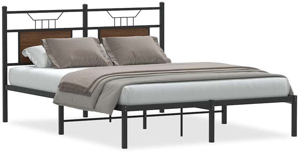 Doppelbett, Bettgestell Modernen ohne Matratze Braun Eiche 137x190 cm Holzwerkstoff d1884e
