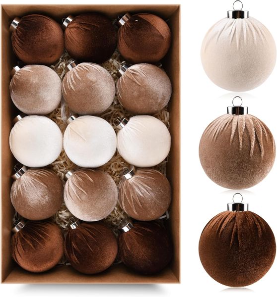ABC 15-teiliges Dekokranz-Set, für Weihnachten, braun, Kunststoff / Plüsch, 9 x 41 x 25 cm