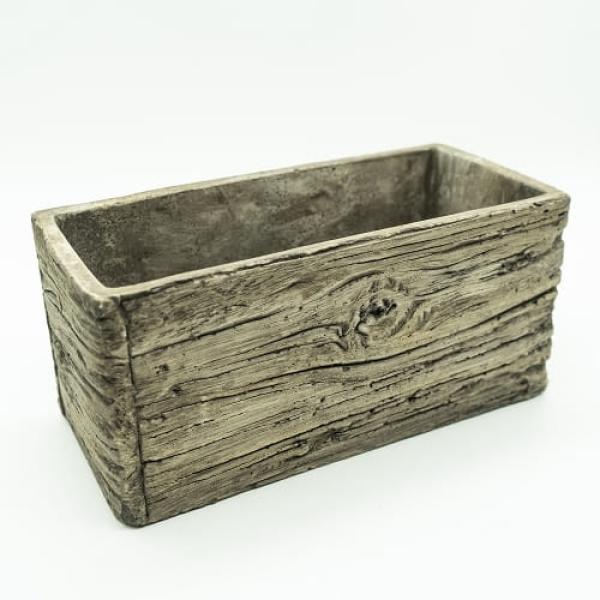 Pflanztopf „WOODY“ Zement rechteckig braun grau Holzoptik 23x11x11cm