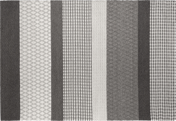 Teppich Wolle grau 160x230 cm Streifenmuster Kurzflor AKKAYA