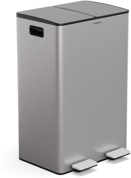 Klarstein EcoVista Mülleimer - 60L Abfalleimer mit 2 Fächern & 3L Kompostbehälter, Soft-Close, Edelstahl, Küchen-Abfalleimer, Mülltrennsystem