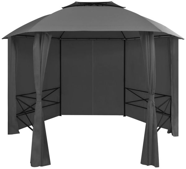 vidaXL Gartenpavillon mit Vorhängen Sechseckig 360x265 cm 44766