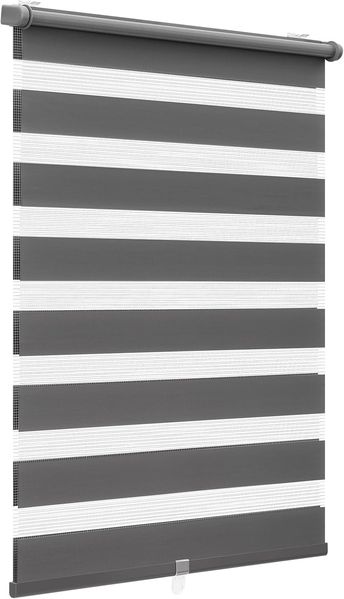 Sekey Doppelrollo Schnurlos Klemmfix ohne Bohren Sichtschutz Dunkelgrau 80x150cm