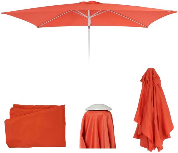 Ersatz-Bezug für Sonnenschirm N23, Sonnenschirmbezug Ersatzbezug, 2x3m rechteckig Stoff/Textil 4,5kg UV 50+ ~ terracotta