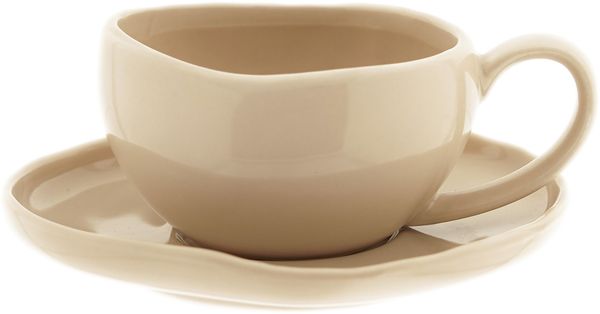 Wave Biscuit Mokkatassen mit Untertellern - 12-teiliges-Set in Beige