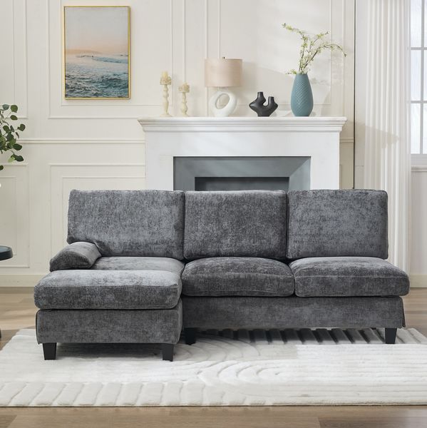 Ecksofa Stoff mit Schlaffunktion, 194 x 118 x 81 cm, grau