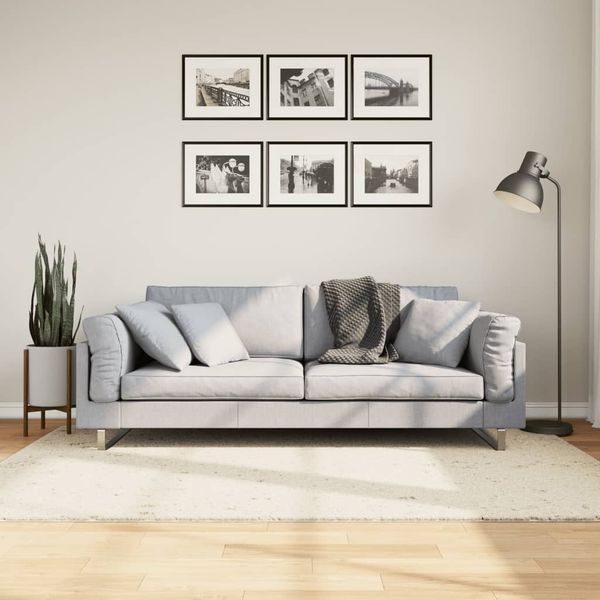 vidaXL Teppich Shaggy Hochflor Modern Creme 140x200 cm 375235