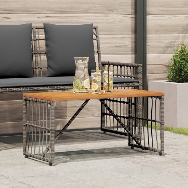 Gartentische, Esstisch Grau 80 x 40 x 40 cm Stahl und Poly Rattan