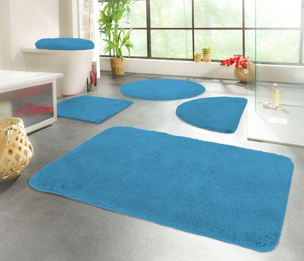 KiNZLER Badematte Chaozhou, Badvorleger, Badezimmer Teppich, Höhe 20 mm, rutschhemmend beschichtet, fußbodenheizungsgeeignet, Polyester, rechteckig, Badteppich, Uni Farben, weich, als rechteckig, rund & Set erhältlich