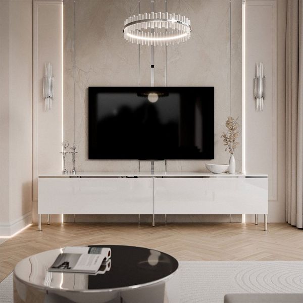 Lookway TV-Schrank AURORA SILVER auf Beinen und LED Beluchtung Breite: 180 cm