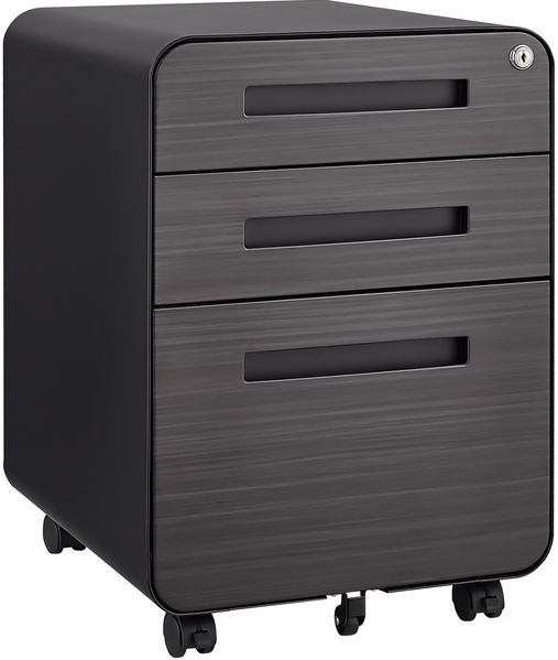 Rollcontainer Aktenschrank 3 Schubladen schwarz, 46x40x58 cm, bis 150 kg