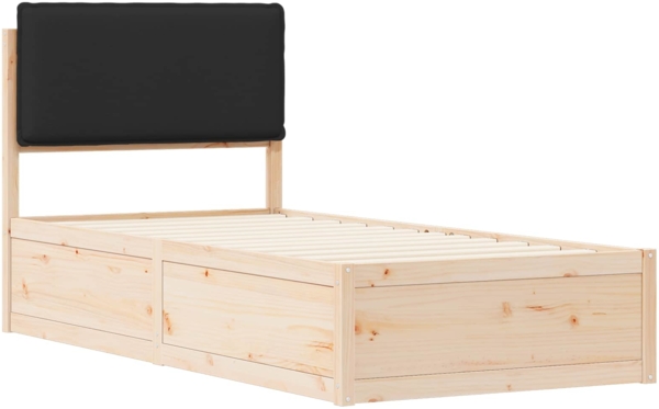 vidaXL Bettgestell mit gepolstertem Kopfteil Schwarz 90x200 cm 877586 Bild 3