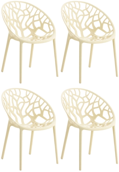 CLP 4er Set Gartenstuhl Hope, Modernes Design, Wetterfest, Stapelbar, Mit Armlehnen,creme