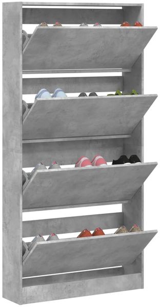 vidaXL Schuhschrank mit 4 Klappen Betongrau 80x21x163,5 cm 3214367 Bild 4