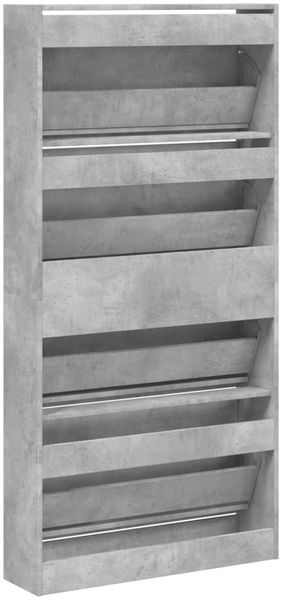 vidaXL Schuhschrank mit 4 Klappen Betongrau 80x21x163,5 cm 3214367 Bild 8