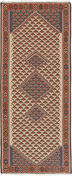 Looma 'Nikdokht' Kelim Senneh handgewebt, Schurwolle Beige, 80x190 cm