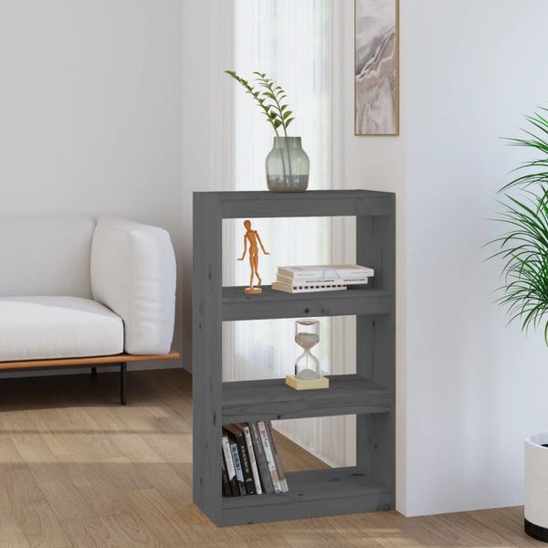 vidaXL Bücherregal/Raumteiler Grau 60x30x103,5 cm Massivholz Kiefer 808165