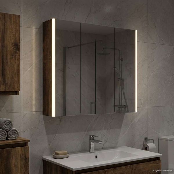 vidaXL Badezimmerspiegelschrank Geräucherte Eiche 73,5 x 15,5 x 70 cm 889259