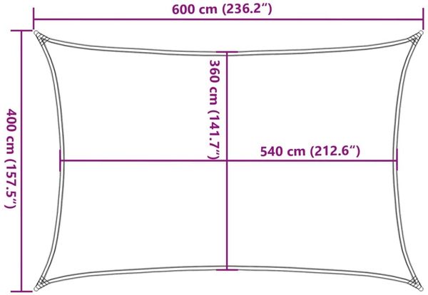 vidaXL Sonnensegel HDPE Rechteckig 4 x 6 m Weiß 43017 Bild 10