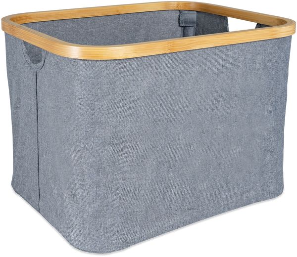 osoltus Faltbox Wäschebox Wäschekorb Nelson Bambus 40 cm Grau