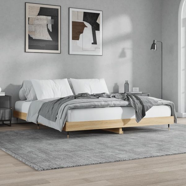 vidaXL Bettgestell ohne Matratze Sonoma-Eiche 200x200 cm Holzwerkstoff 832112