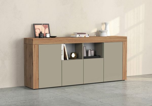 INOSIGN Sideboard CHRONOS Breite 200 cm mit 4 Türen, 2 offene und 8 geschlossene Fächer (1 St), Sideboard,Kommode, Schrank, Grifflos mit Push to Open, Made in Italy