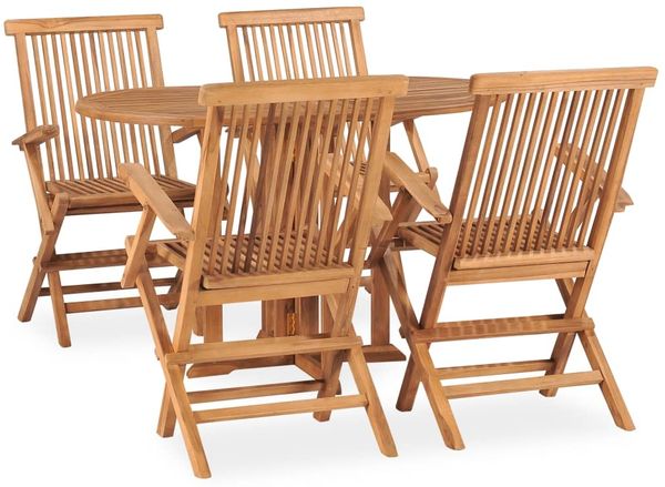 vidaXL 5-tlg. Garten-Essgruppe Klappbar Massivholz Teak 3059975