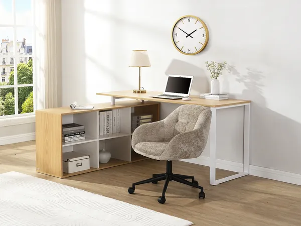 Vente-unique - NIPILI Büromöbel Holz, Platte BeigeWeiß - B 60 cm x H 75 cm x L 160 cm