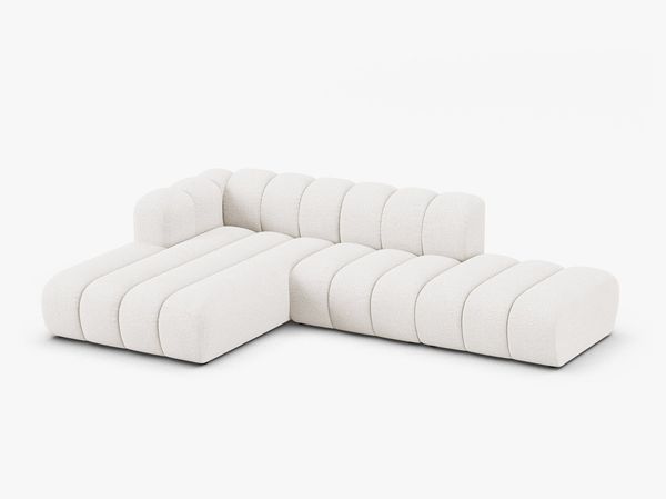 Micadoni Modulares Ecksofa offen Lupine 5-Sitzer Links Boucle Baloo Weiß Bild 2