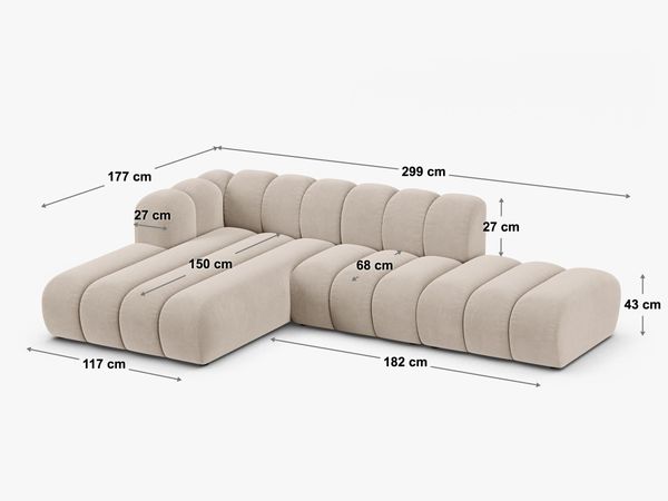 Micadoni Modulares Ecksofa offen Lupine 5-Sitzer Links Boucle Baloo Weiß Bild 7