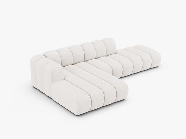 Micadoni Modulares Ecksofa offen Lupine 5-Sitzer Links Boucle Baloo Weiß Bild 3
