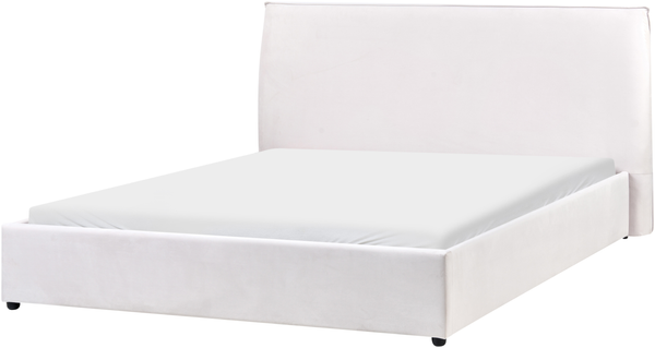 Bett mit Lattenrost Samtstoff LAVAUR 160 x 200 cm Cremeweiß
