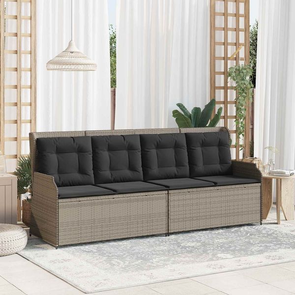 vidaXL Gartenbank Hellgrau Poly-Rattan 3394454