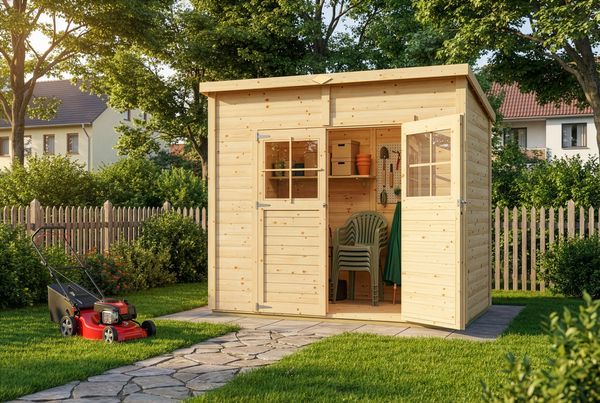 Alpholz Gerätehaus Alster Gerätehaus aus Holz Geräteschrank mit 19 mm Wandstärke Gartenhaus mit Montagematerial