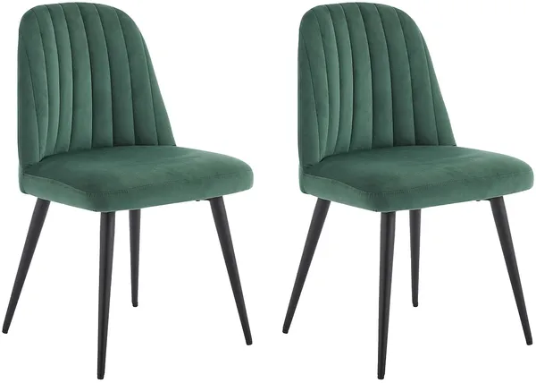 Vente-unique - Stuhl 2er-Set - Samt & schwarzes Metall - Grün - ELEANA