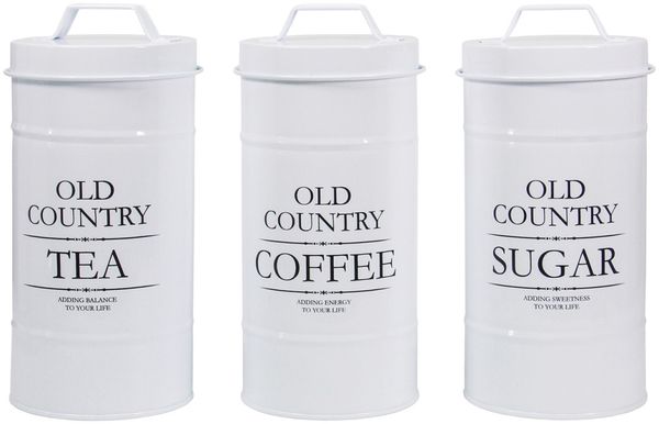 Neuetischkultur Vorratsdose Kaffee-, Tee- und Zuckervorratsdose 3er Set Retro, Eisen, (Set, 3-tlg, 3 Dosen mit Deckel), Metall Kaffeedose Teedose Zuckerdose