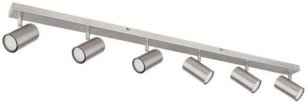 Spotlampe, Metall, Nickel matt, 6 Flammig, L 115cm